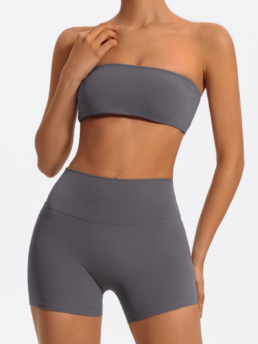 Two Piece Fitness Sports Workout Yoga Outfit Strapless Bra Gym Suits Mssza