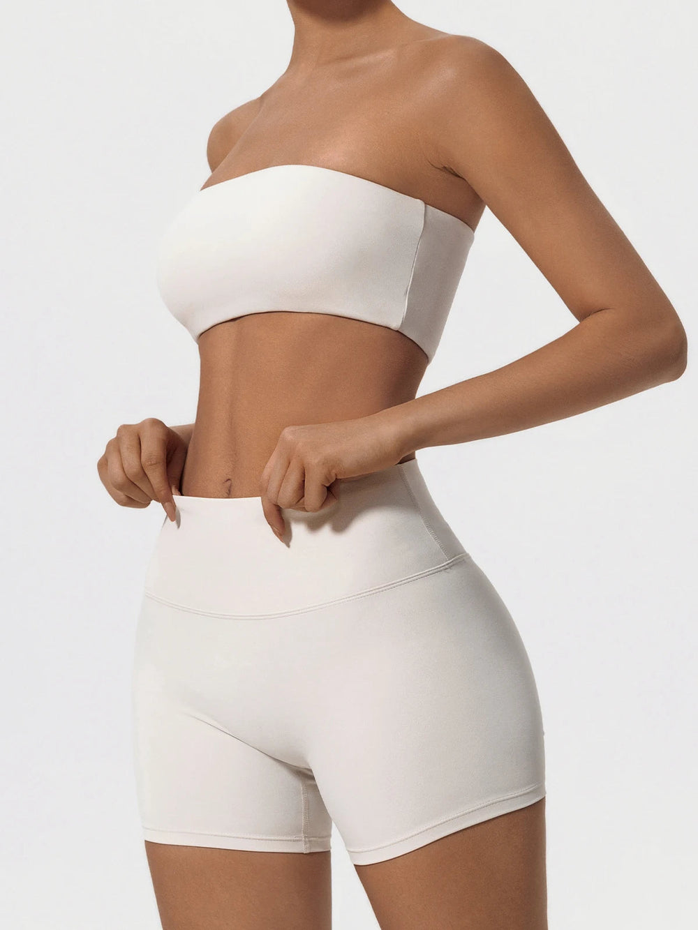 Two Piece Fitness Sports Workout Yoga Outfit Strapless Bra Gym Suits Mssza