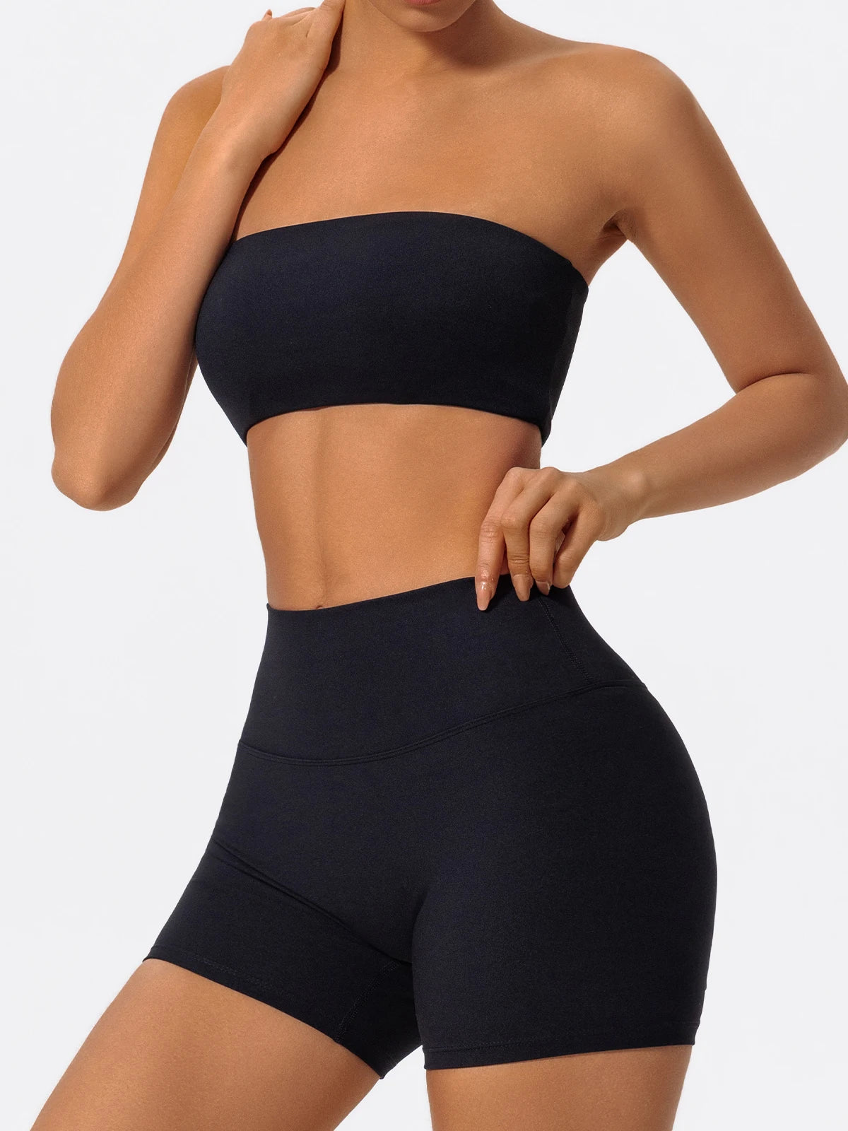 Two Piece Fitness Sports Workout Yoga Outfit Strapless Bra Gym Suits Mssza