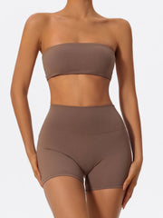 Two Piece Fitness Sports Workout Yoga Outfit Strapless Bra Gym Suits Mssza