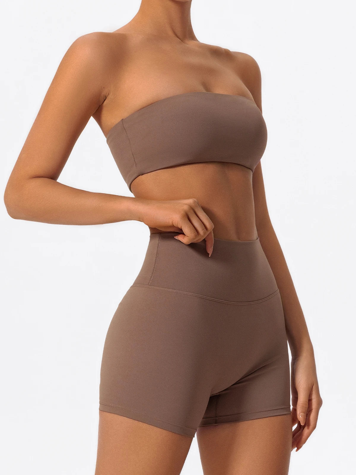 Two Piece Fitness Sports Workout Yoga Outfit Strapless Bra Gym Suits Mssza