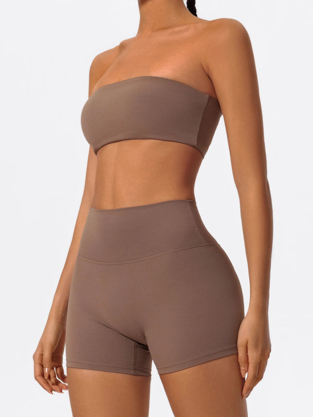 Two Piece Fitness Sports Workout Yoga Outfit Strapless Bra Gym Suits Mssza