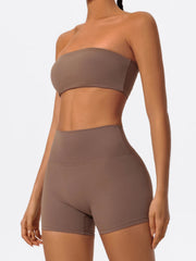 Two Piece Fitness Sports Workout Yoga Outfit Strapless Bra Gym Suits Mssza