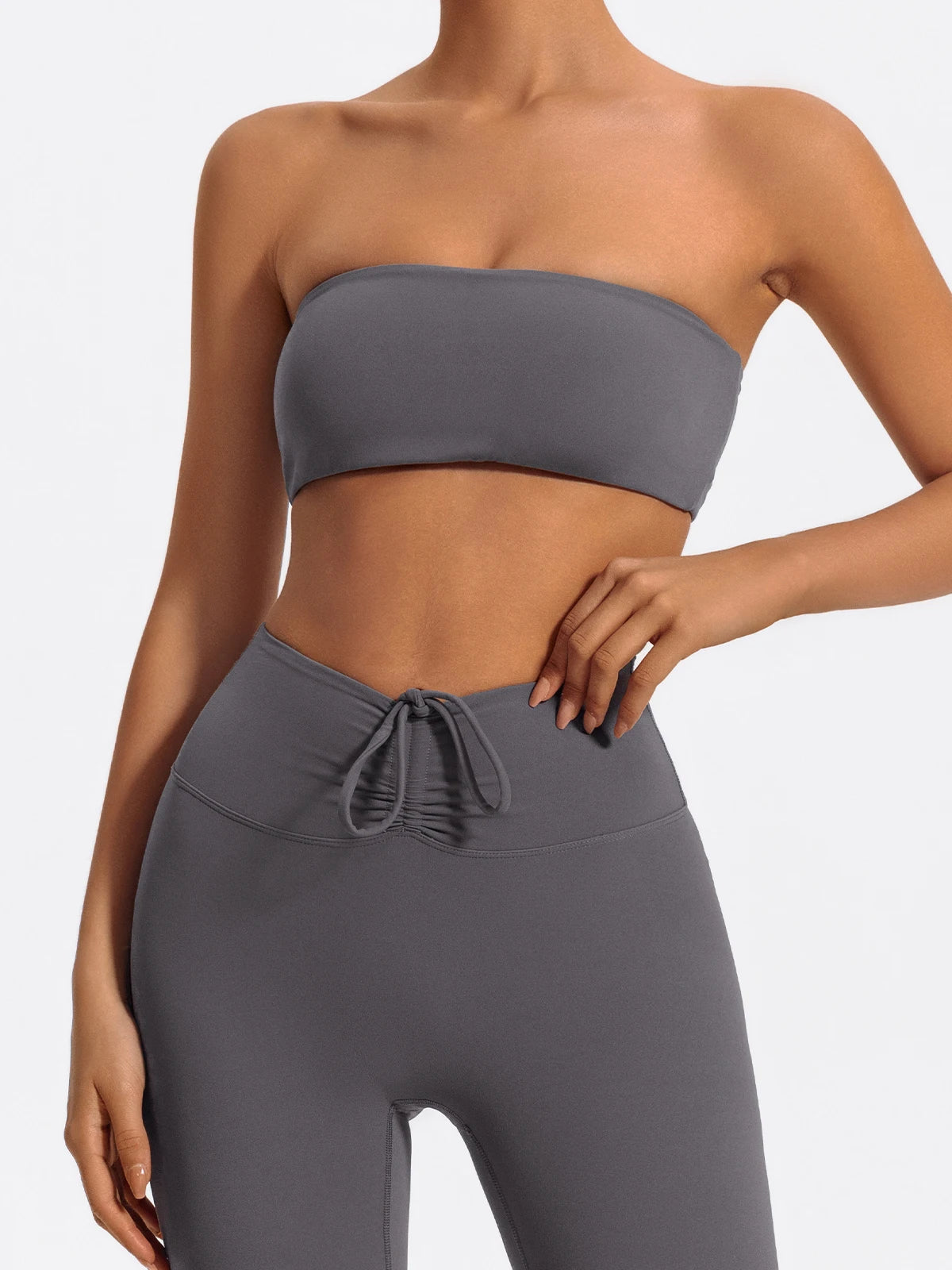 Two Piece Fitness Sports Workout Yoga Outfit Strapless Bra Gym Suits Mssza