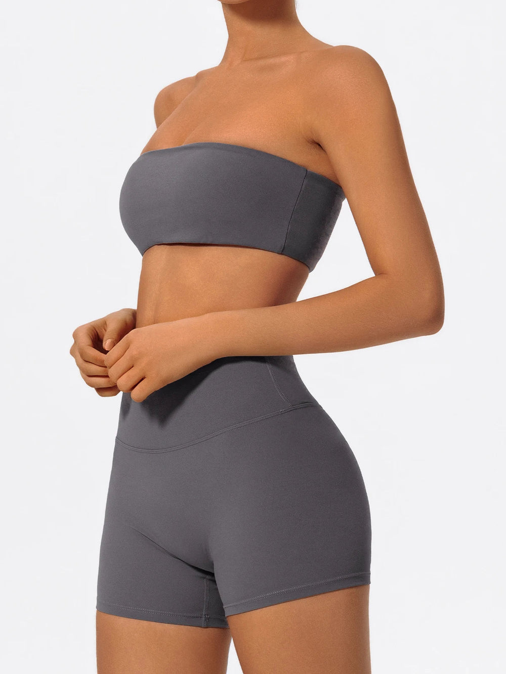 Two Piece Fitness Sports Workout Yoga Outfit Strapless Bra Gym Suits Mssza