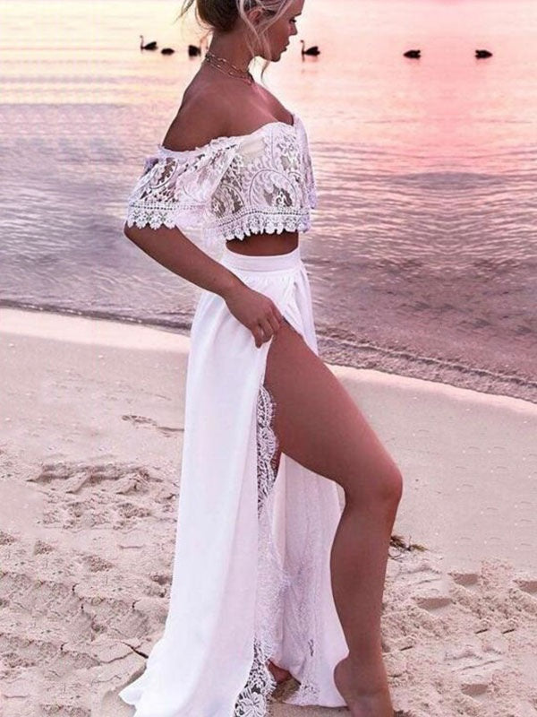 Two Piece Set Off The Shoulder Bardot Top With Maxi Skirt Mssza