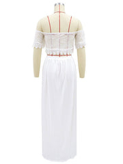 Two Piece Set Off The Shoulder Bardot Top With Maxi Skirt Mssza
