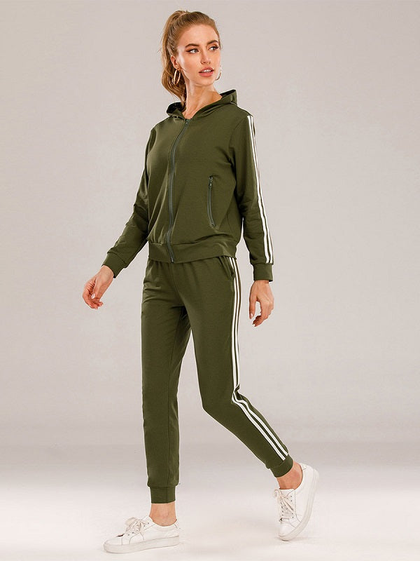 Two Piece Sets Blend Stripes Pattern Casual Pants Outfit Mssza
