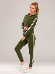 Two Piece Sets Blend Stripes Pattern Casual Pants Outfit Mssza