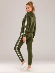Two Piece Sets Blend Stripes Pattern Casual Pants Outfit Mssza