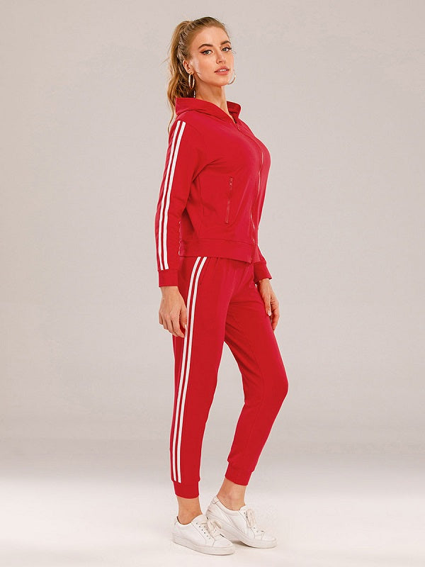 Two Piece Sets Blend Stripes Pattern Casual Pants Outfit Mssza