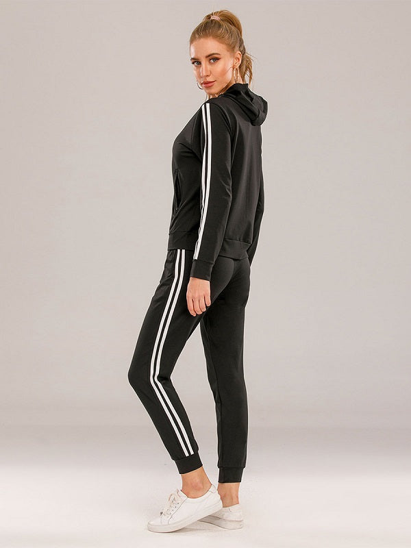 Two Piece Sets Blend Stripes Pattern Casual Pants Outfit Mssza