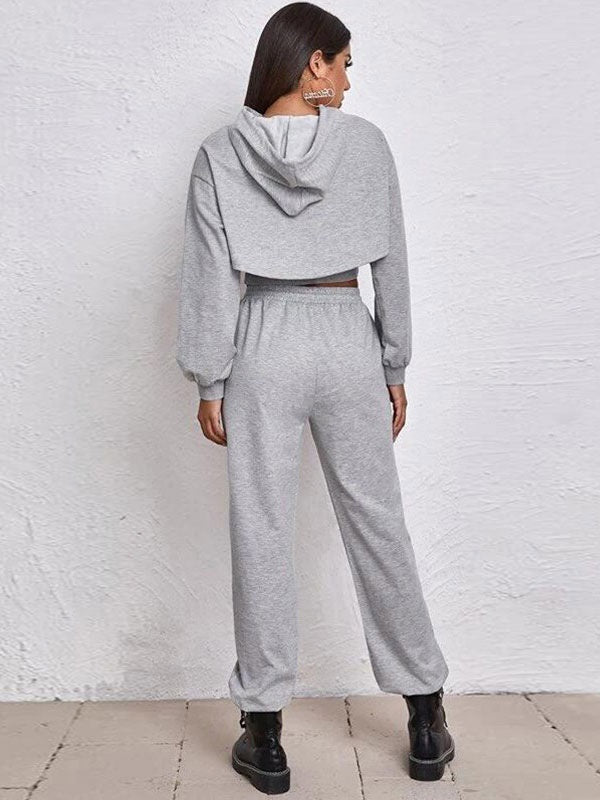 3 Piece Sportswear Casual Hollow Hoodies Waist Elastic Sweatpants Suit Mssza