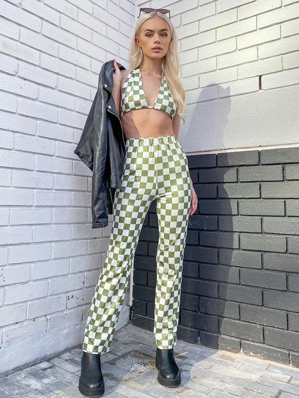 Two Piece Sets Pattern Cut Out Casual Vest Sleeveless Outfit Mssza