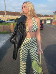 Two Piece Sets Pattern Cut Out Casual Vest Sleeveless Outfit Mssza