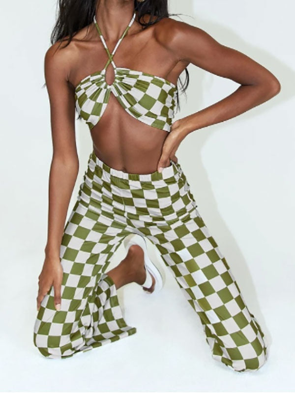 Two Piece Sets Pattern Cut Out Casual Vest Sleeveless Outfit Mssza