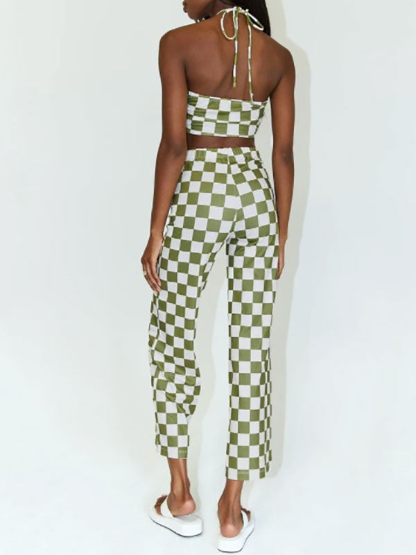 Two Piece Sets Pattern Cut Out Casual Vest Sleeveless Outfit Mssza
