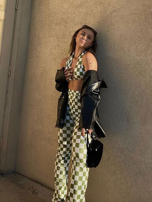 Two Piece Sets Pattern Cut Out Casual Vest Sleeveless Outfit Mssza