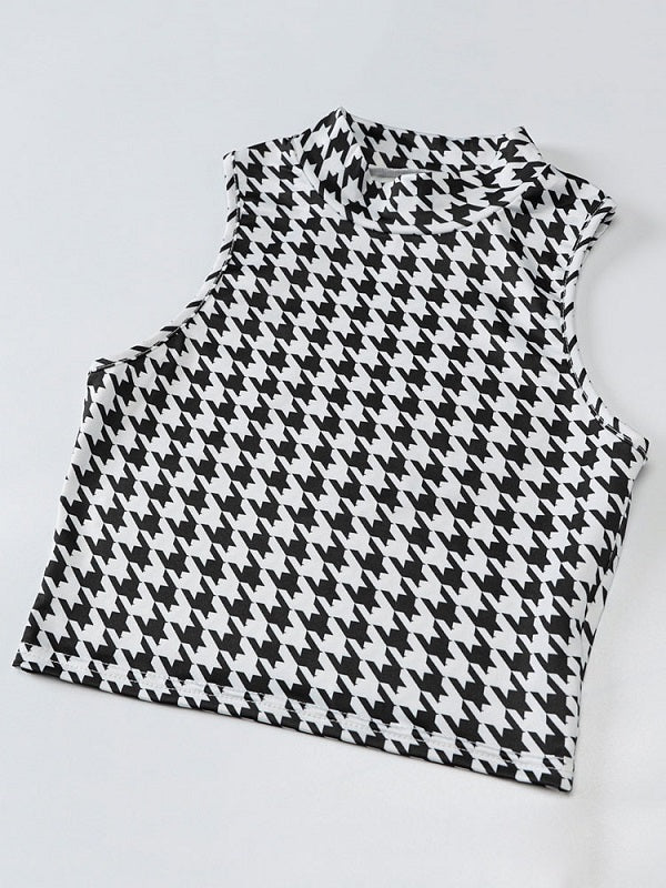 Two Piece Sets Pleated Plaid Pattern Casual Pants Outfit Mssza