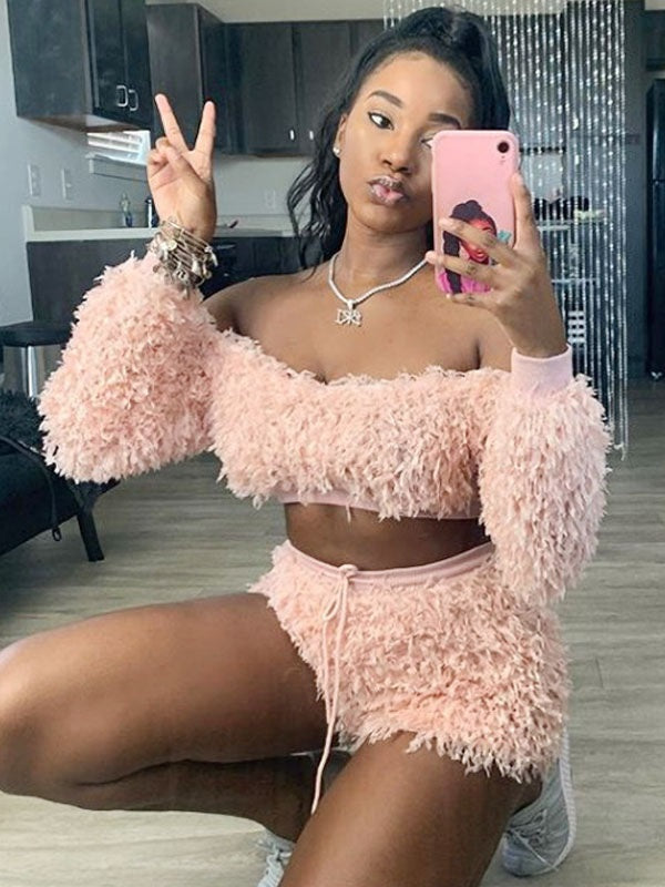 Two Piece Sets Casual Short Pants Bateau Neck Top Outfit Mssza