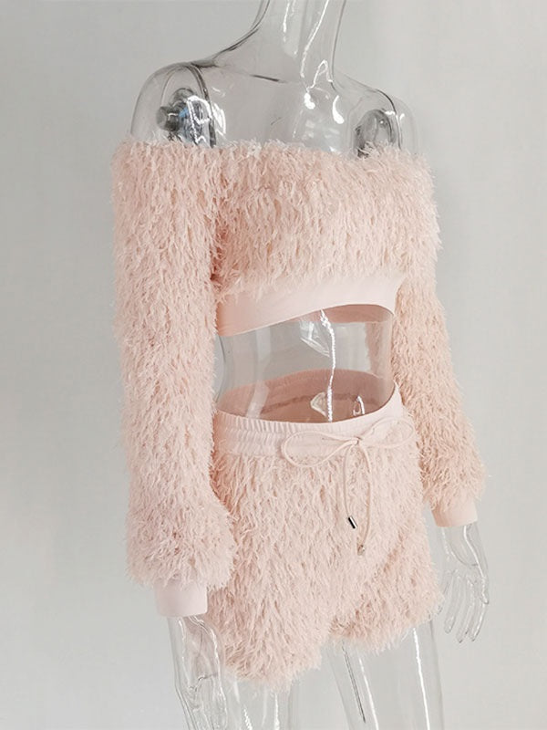 Two Piece Sets Casual Short Pants Bateau Neck Top Outfit Mssza
