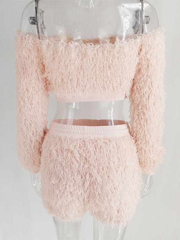 Two Piece Sets Casual Short Pants Bateau Neck Top Outfit Mssza