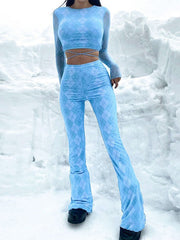 Two Piece Sets Polyester Lace Up Pants Spring Irregular Outfit Mssza
