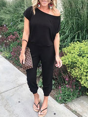 Two Piece Sets Polyester Pants Off-The-Shoulder Casual Outfit Mssza