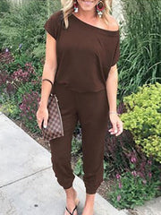 Two Piece Sets Polyester Pants Off-The-Shoulder Casual Outfit Mssza
