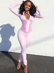 Two Piece Sets Polyester Piping Casual Top Outfit Mssza