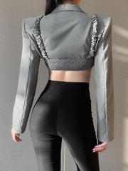 Two Piece Sets Polyester Piping Irregular Casual Overcoat Outfit Mssza