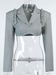 Two Piece Sets Polyester Piping Irregular Casual Overcoat Outfit Mssza