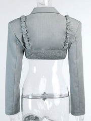 Two Piece Sets Polyester Piping Irregular Casual Overcoat Outfit Mssza