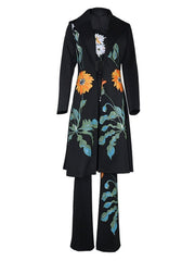 Two Piece Sets Polyester Piping Printed Casual Overcoat Outfit Mssza