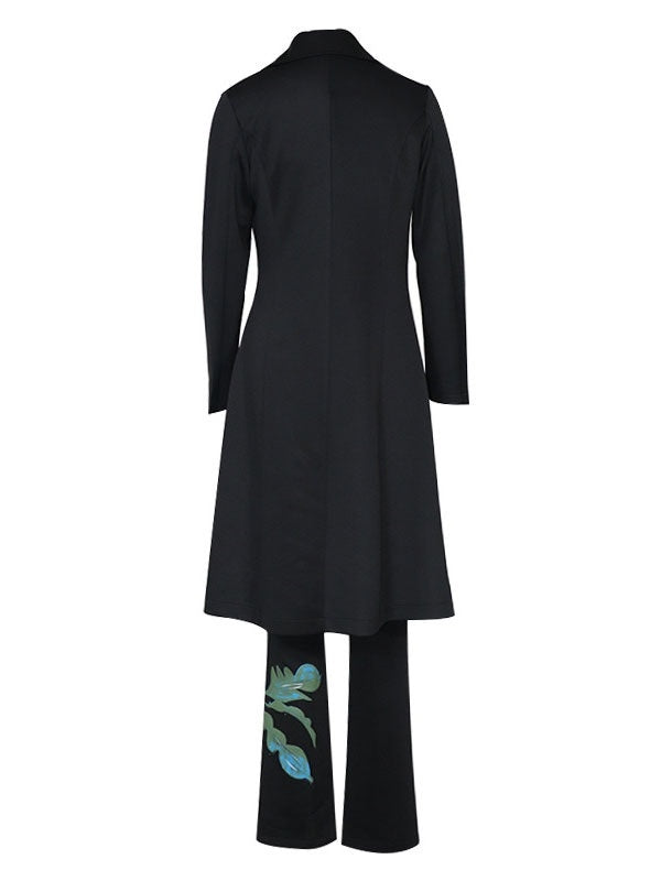 Two Piece Sets Polyester Piping Printed Casual Overcoat Outfit Mssza