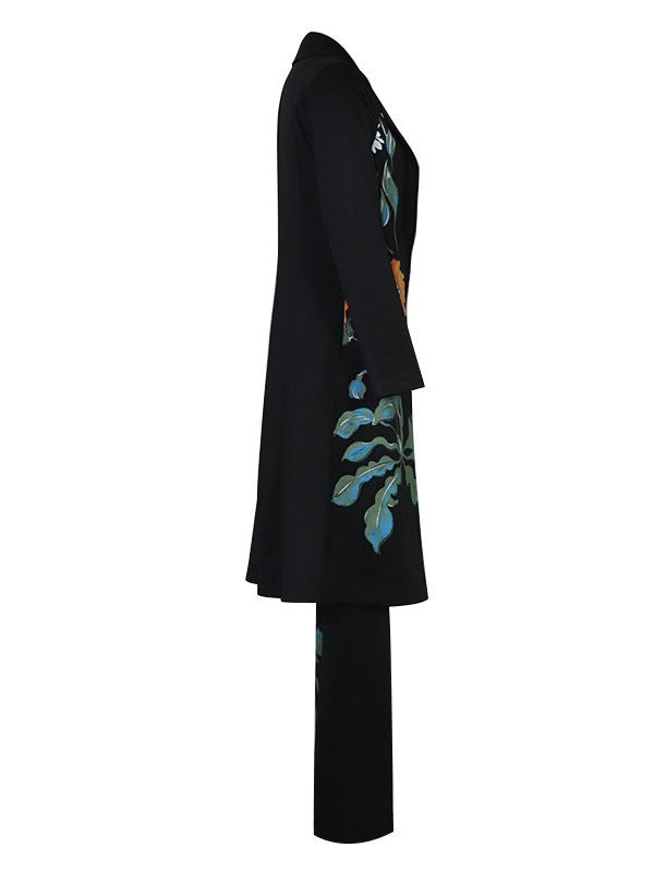 Two Piece Sets Polyester Piping Printed Casual Overcoat Outfit Mssza