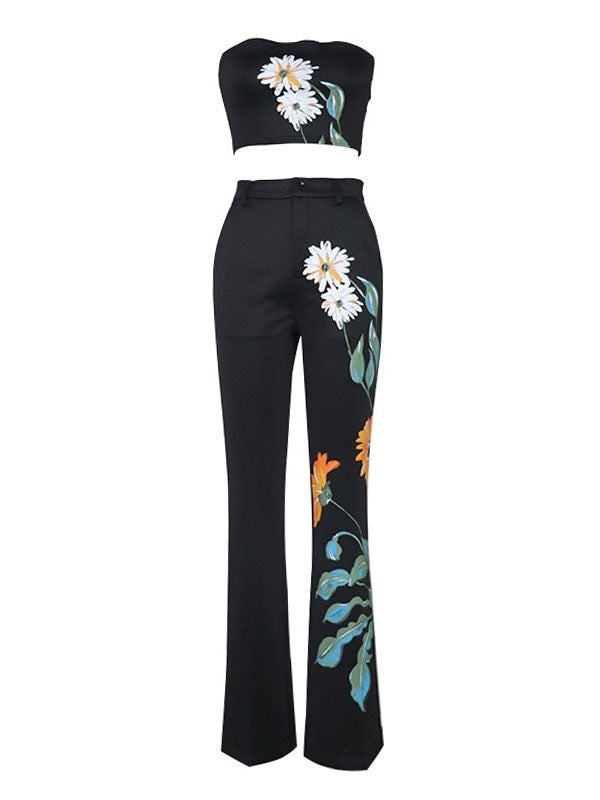 Two Piece Sets Polyester Piping Printed Casual Overcoat Outfit Mssza