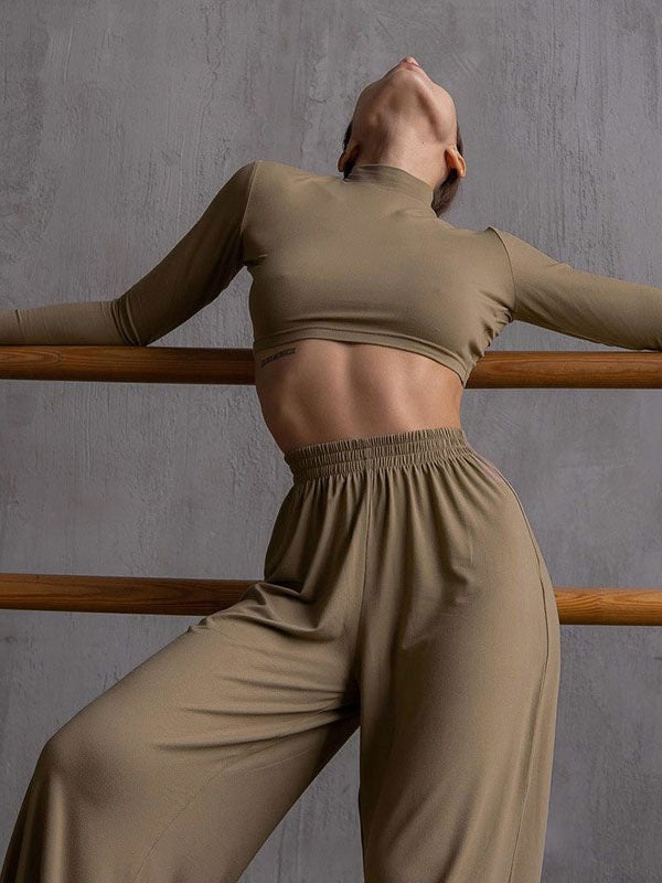 Two Piece Sets Polyester Pleated Casual Pants Outfit Mssza