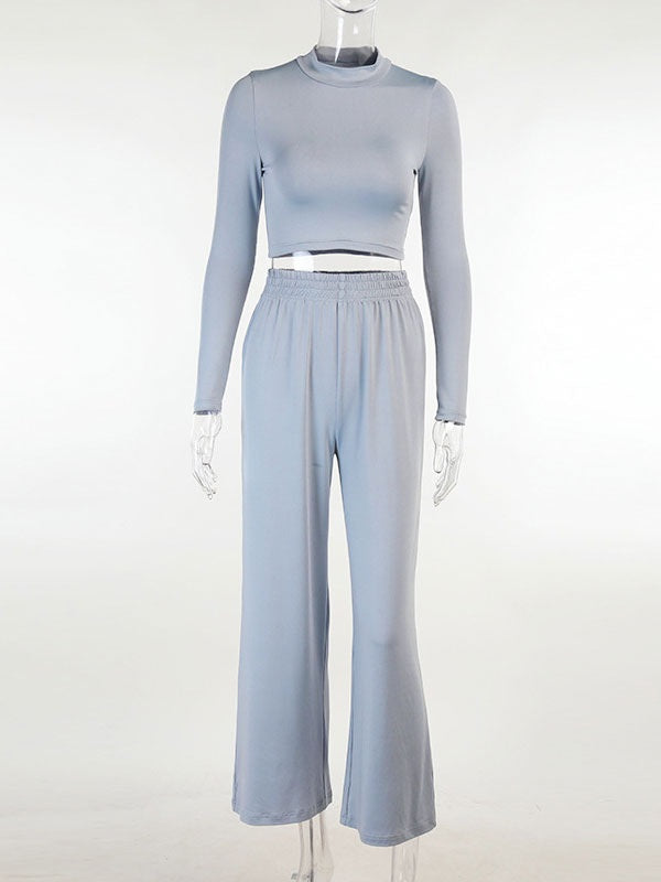 Two Piece Sets Polyester Pleated Casual Pants Outfit Mssza
