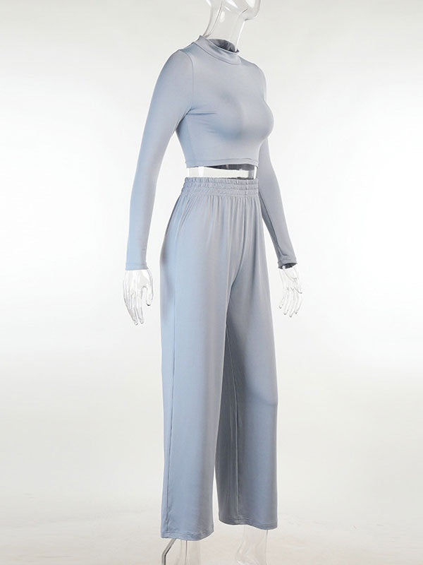 Two Piece Sets Polyester Pleated Casual Pants Outfit Mssza