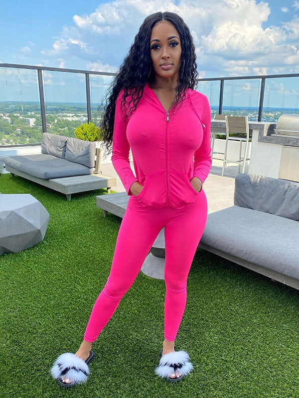 Two Piece Sets Polyester V-Neck Zipper Casual Top Outfit Mssza