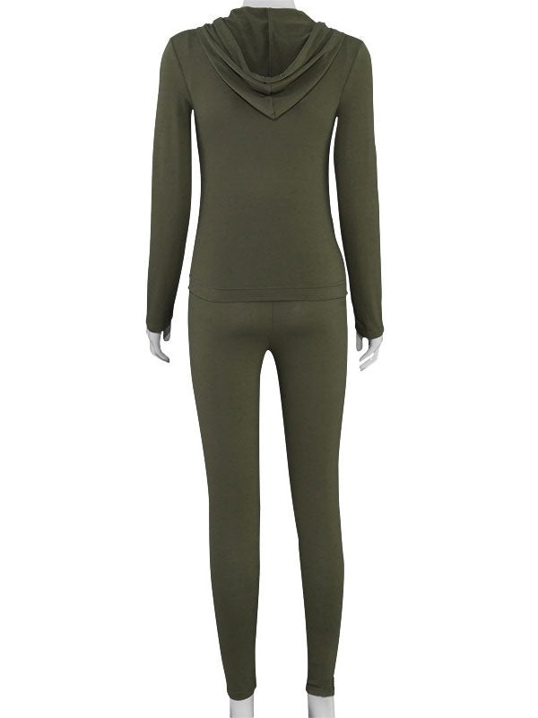 Two Piece Sets Polyester V-Neck Zipper Casual Top Outfit Mssza