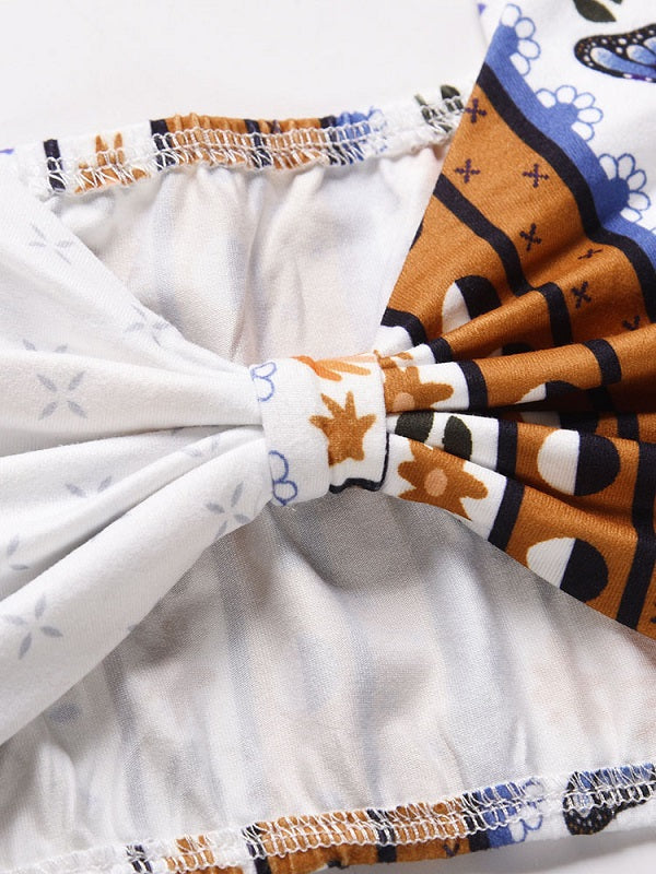 Two Piece Sets Sweetheart Neck Print Pants Casual Outfit Mssza