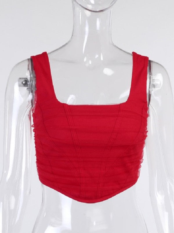 U Neck Fitted Cropped Tank Top Mssza