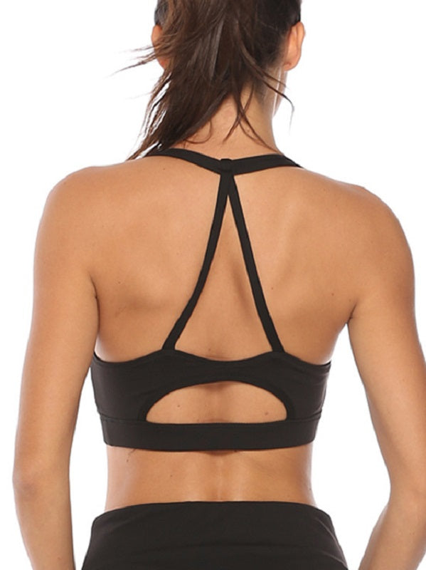 U Neck Solid Color Hollow Out Yoga Tanks Mssza