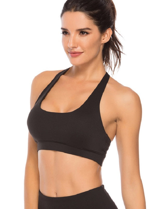 U Neck Solid Color Hollow Out Yoga Tanks Mssza