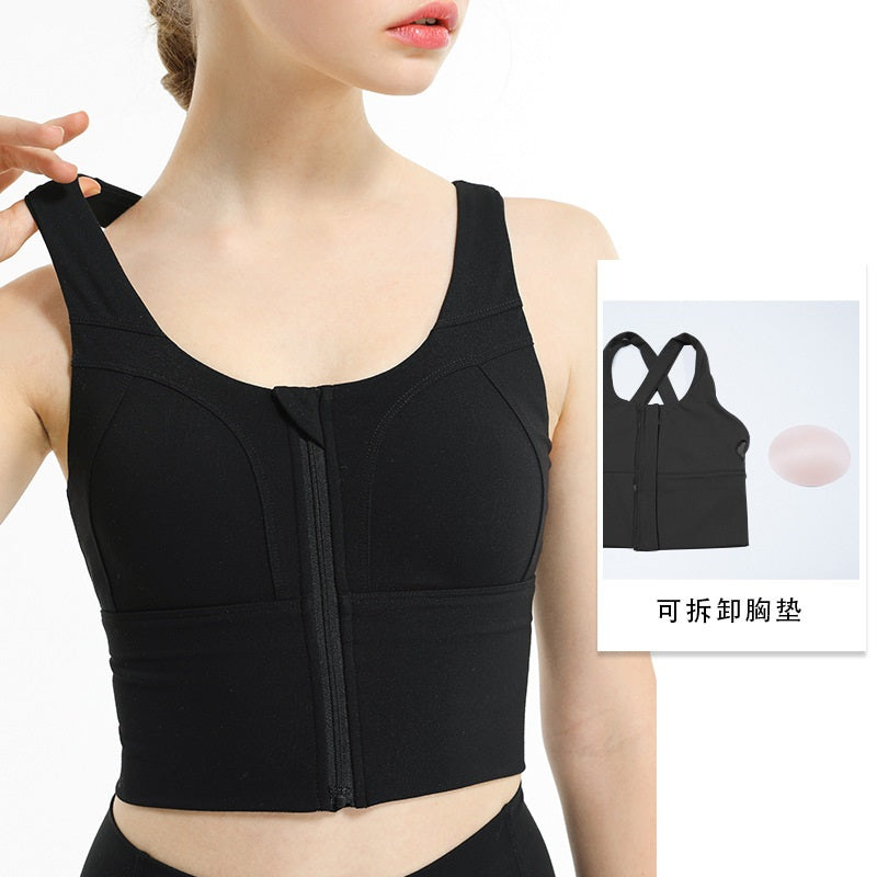 U Neck Zipper Cropped Sports Tank Top Mssza