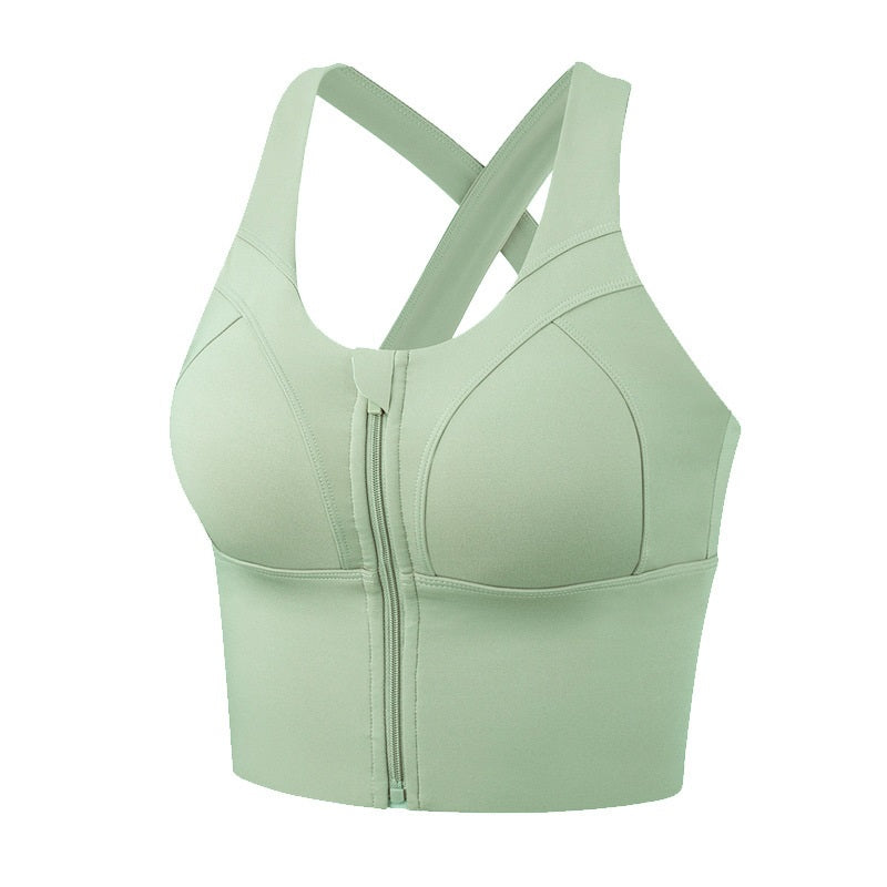 U Neck Zipper Cropped Sports Tank Top Mssza