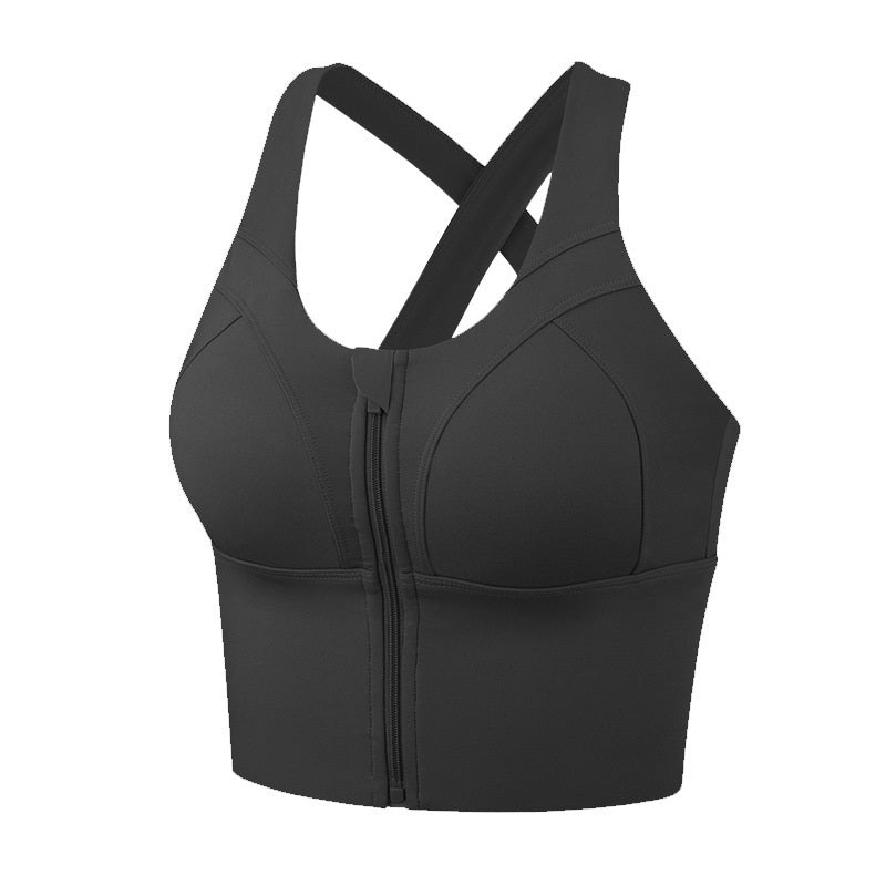 U Neck Zipper Cropped Sports Tank Top Mssza