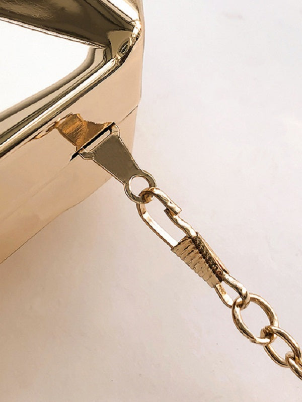 Uneven Surface Specular Chain Evening Clutch Bag Mssza
